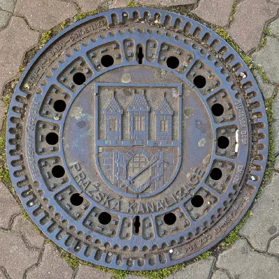Manhole Cover with Prague Coat of Arms