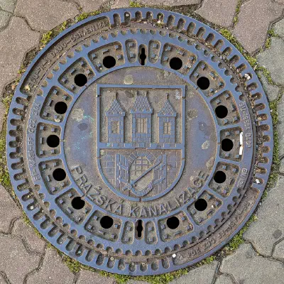 Manhole Cover with Prague Coat of Arms
