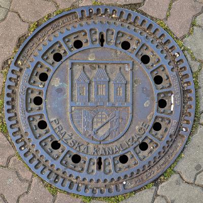 Manhole Cover with Prague Coat of Arms