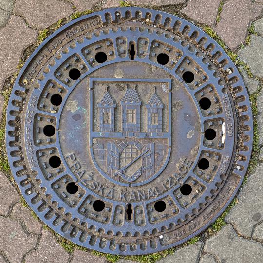 Manhole Cover with Prague Coat of Arms