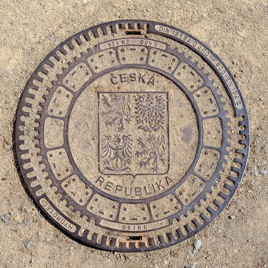 Manhole Cover with Coat of Arms of the Czech Republic