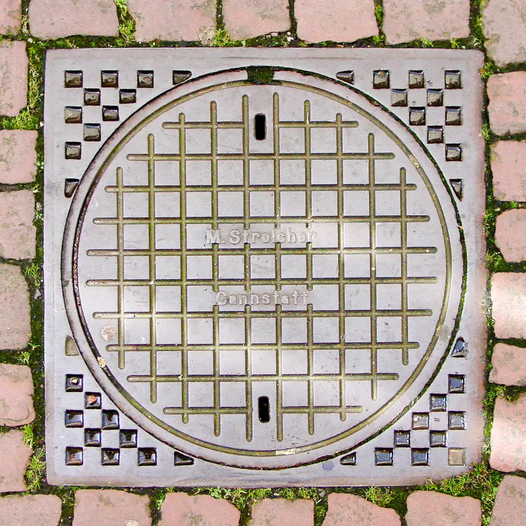Manhole Cover by M. Streicher GmbH & Co. KG in Baden-Baden, Germany. Photo by Yuri Matrosovich