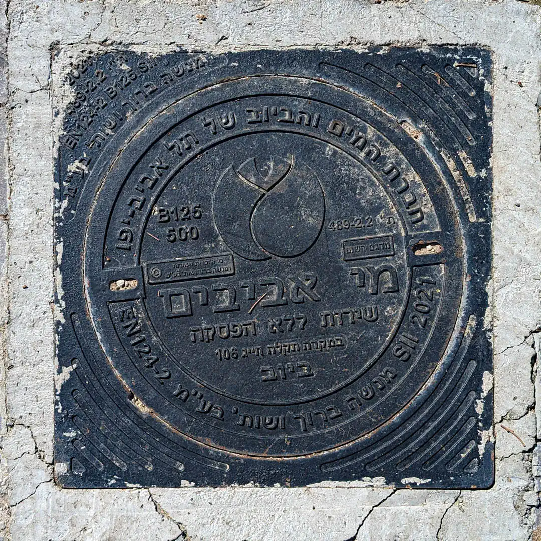 Manhole Cover by Menashe Baruch in Atlit, Israel. Photo by Yuri Matrosovich