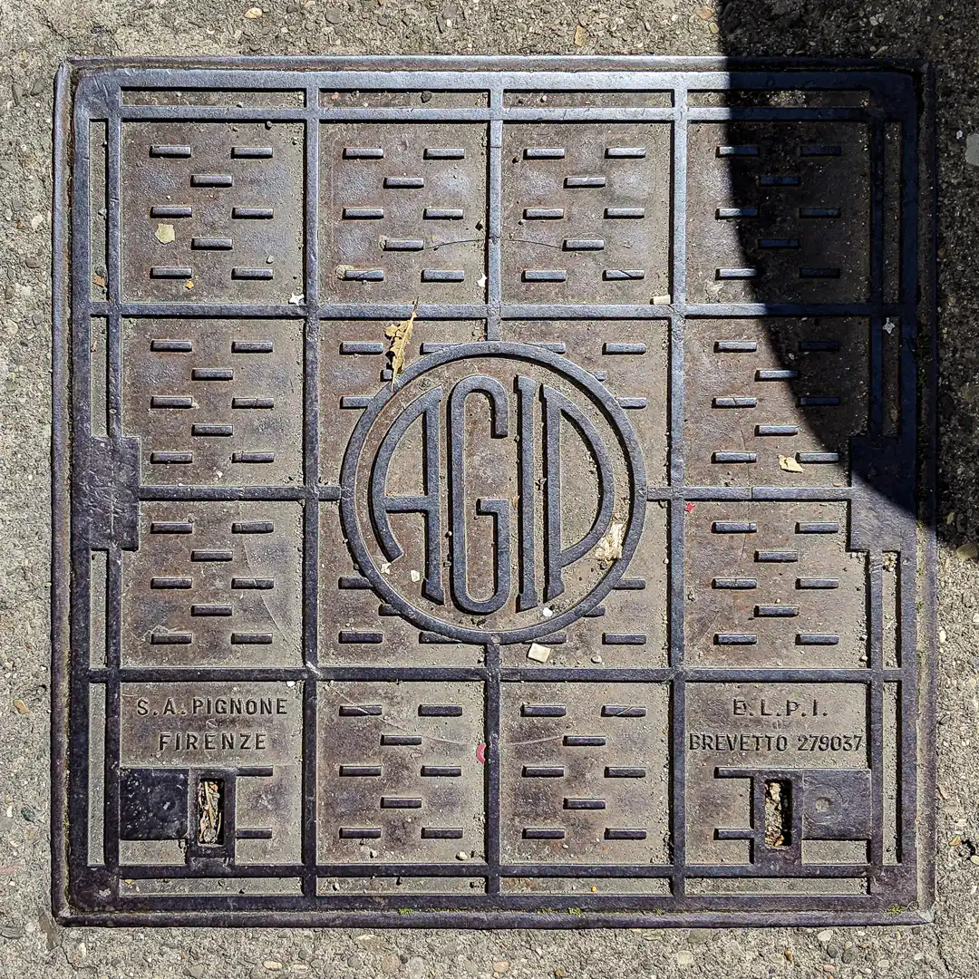 Manhole Cover by S.A. Pignone in Florence, Italy. Photo by Yuri Matrosovich