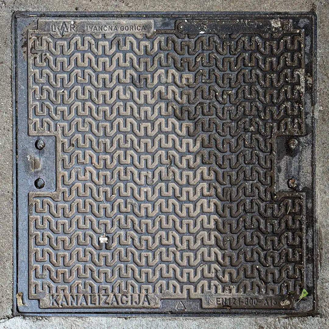 Sewerage Manhole Cover by Livar in Budva, Montenegro. Photo by Denis Panin