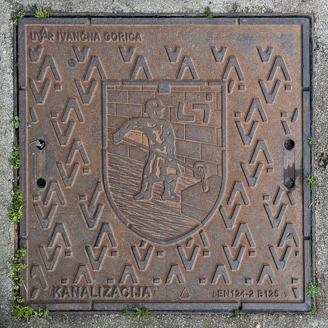 Sewerage Manhole Cover by Livar in Budva, Montenegro. Photo by Denis Panin
