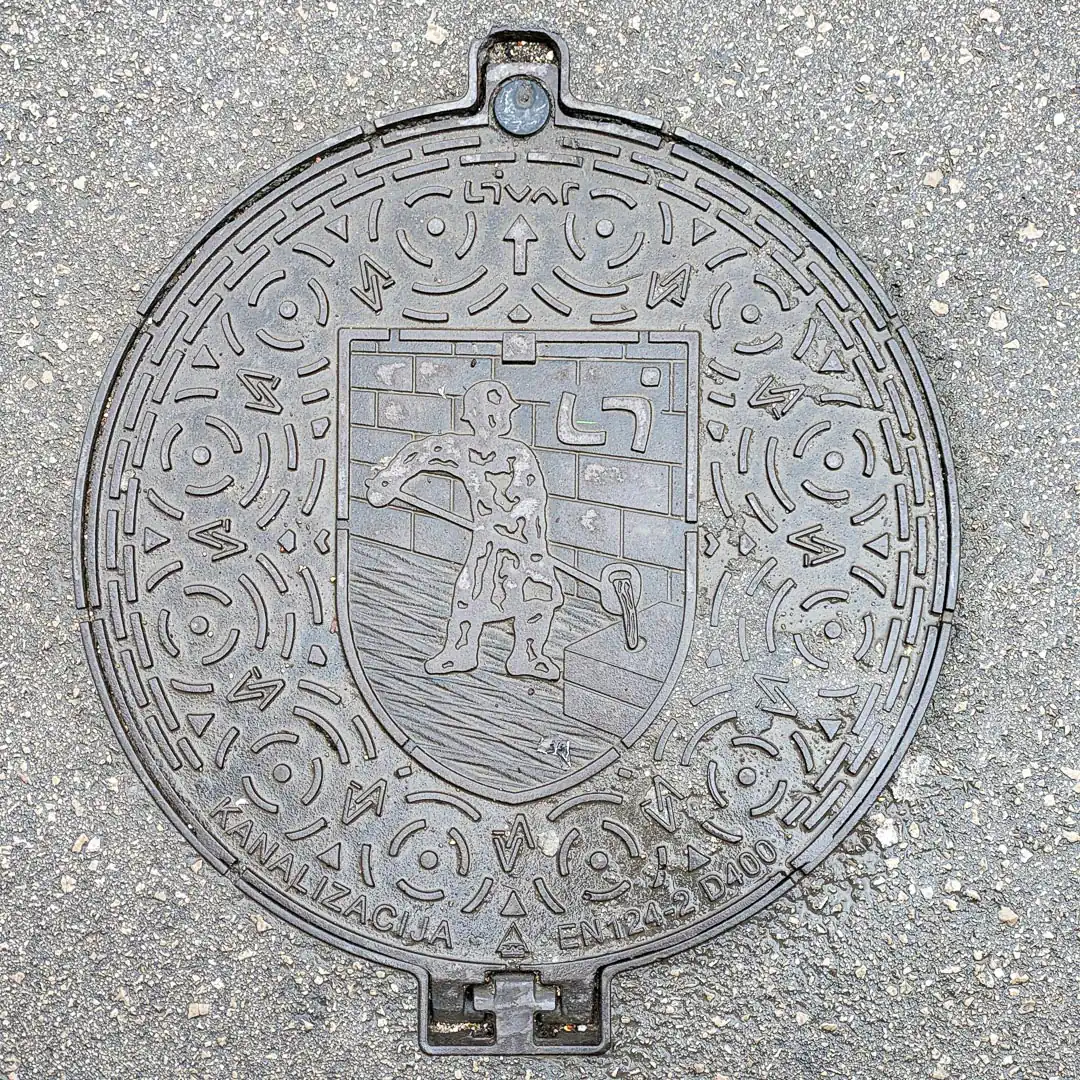 Sewerage Manhole Cover by Livar in Budva, Montenegro. Photo by Denis Panin