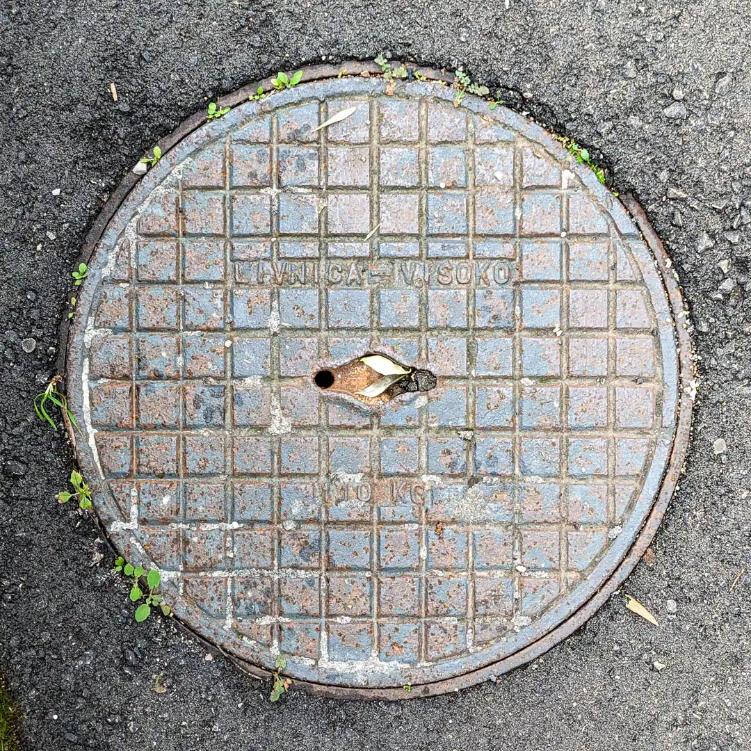 Manhole Cover by Livnica Visoko in Budva, Montenegro. Photo by Denis Panin