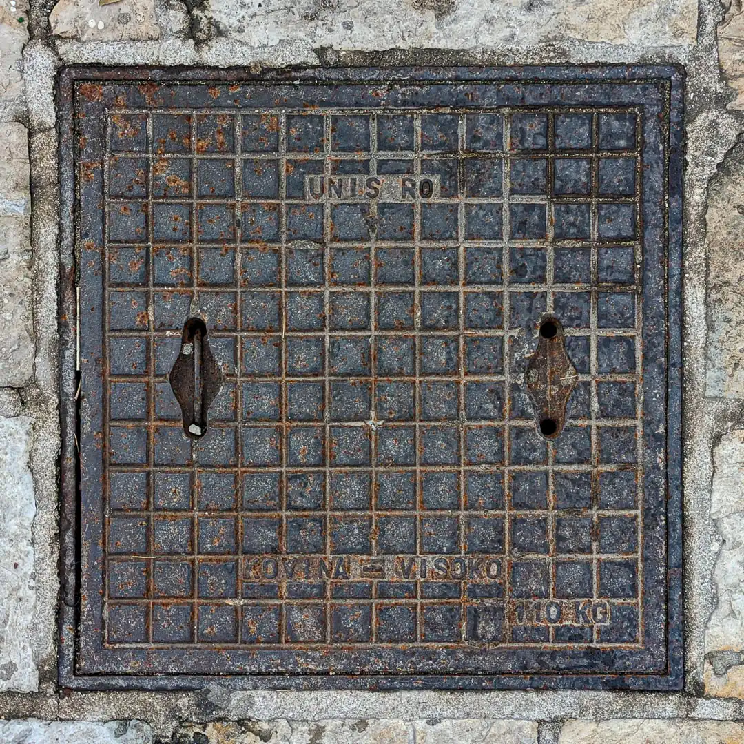 Manhole Cover by Kovina Visoko in Budva, Montenegro. Photo by Denis Panin
