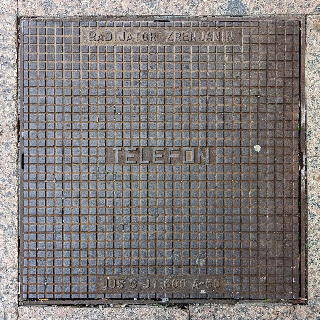 Cable Manhole Cover by Radijator Zrenjanin in Budva, Montenegro. Photo by Denis Panin