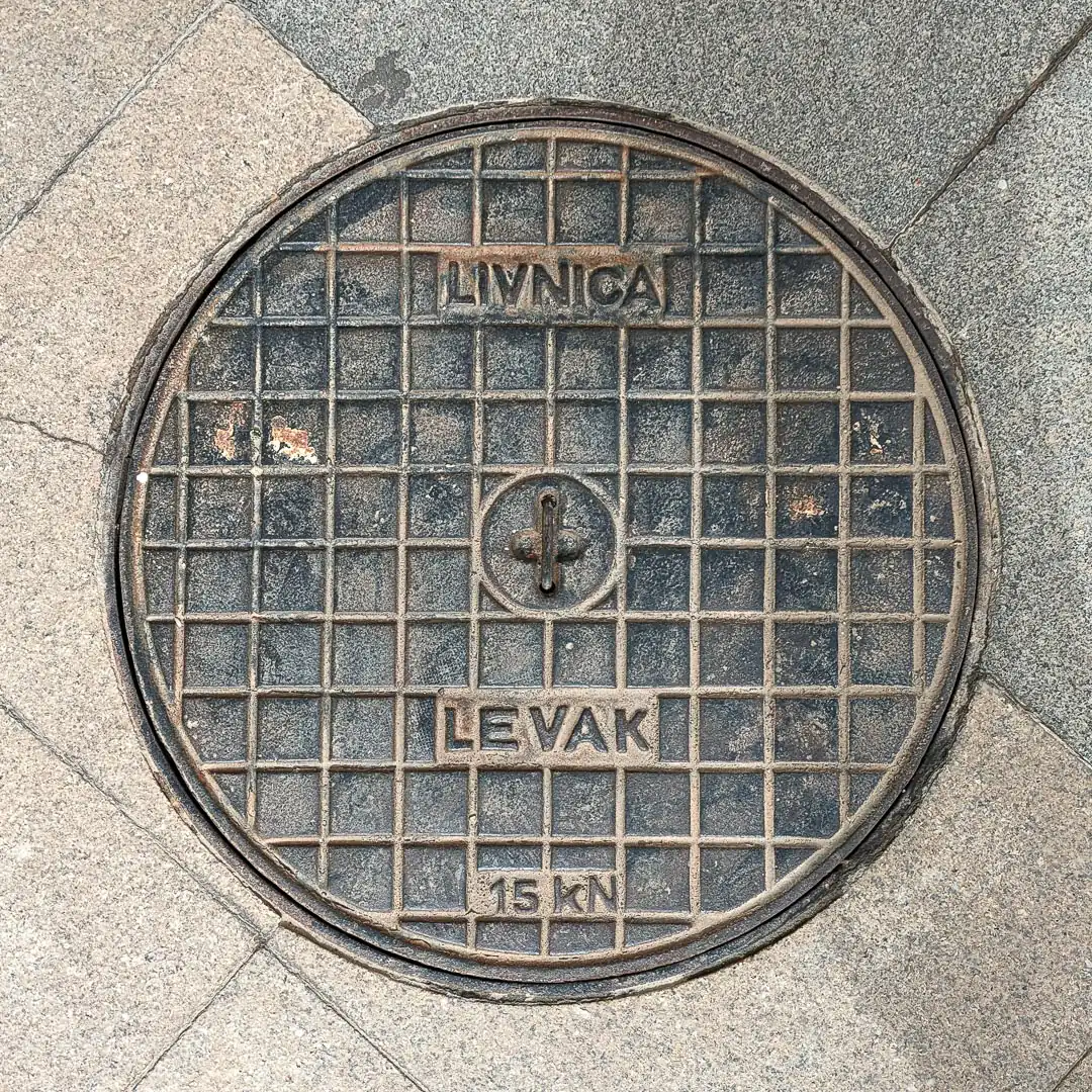 Manhole Cover by Livnica Levak in Bar, Montenegro. Photo by Denis Panin