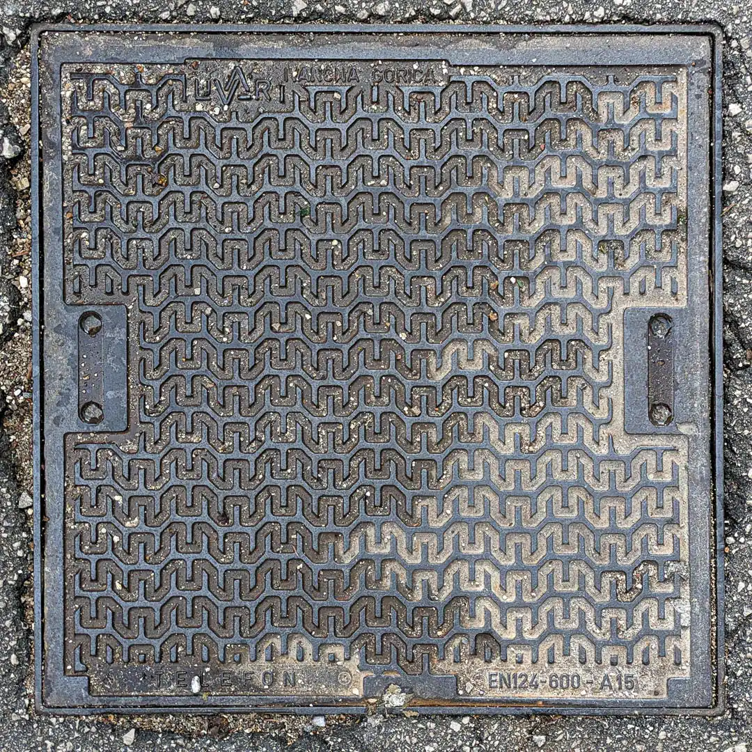 Cable Manhole Cover by Livar in Budva, Montenegro. Photo by Denis Panin