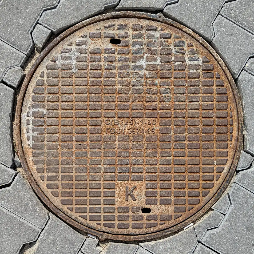 Sewerage Manhole Cover in Zelenogradsk, Russia. Photo by Yuri Matrosovich