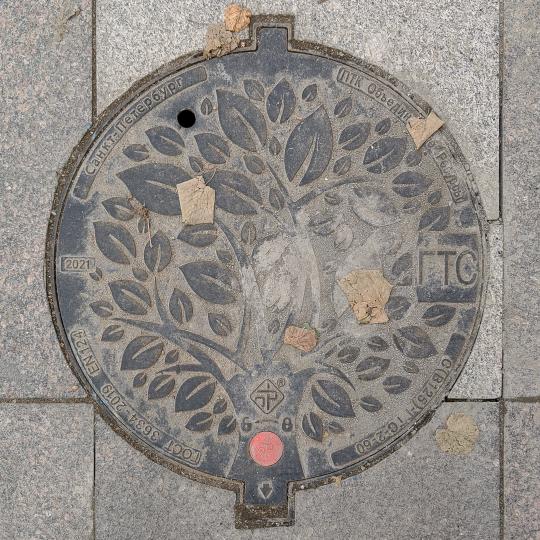 Telephone Cable Manhole Cover with Floral Pattern